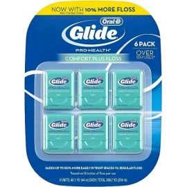 Oral-B Glide Crest Comfort Plus Dental Floss MINT 40m Each (6 Pack)