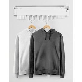 QWORK® Wall-Mounted Clothes Rack 120 cm Foldable Clothes Dryer Wall for Balcony, Kitchen, Bathroom, White