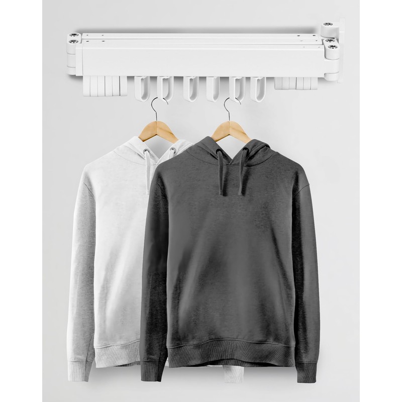 QWORK® Wall-Mounted Clothes Rack 120 cm Foldable Clothes Dryer Wall