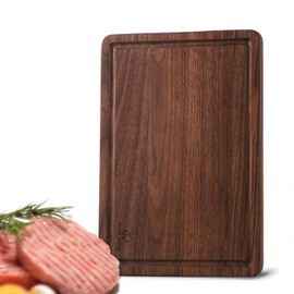 Muso Wood Small Cutting Board(13x9 in) with Juice Groove for Kitchen BPA free,Walnut Wooden Chopping Board with Side Handle for Serving Cheese Bread Meat - Easy to clean