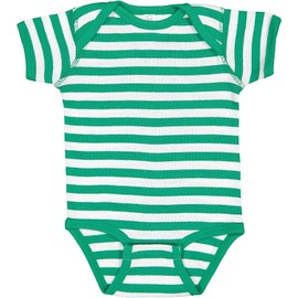 Rabbit Skins Baby Soft Short-Sleeve Bodysuit (4400) Kelly-White Stripe, 12M