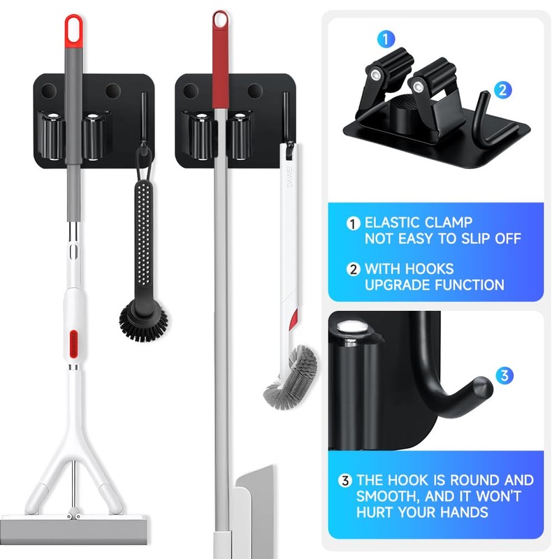JAMEND CLXP 2-Pack Broom Holder with Heavy Duty Hooks, Upgraded