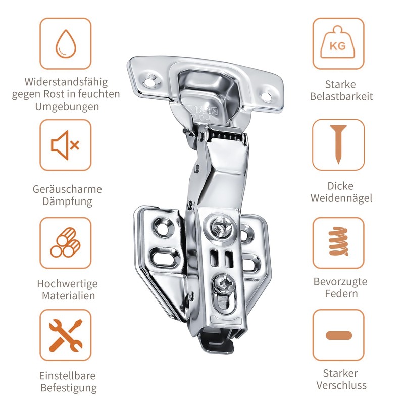 Bohaner 4 Pcs 165 Degree Corner Cabinet Hinges with Damper