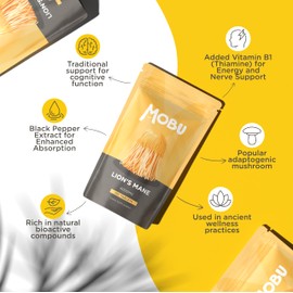 Lions Mane Supplement 4000mg with Vitamin B1 & Black Pepper, 120 Vegan Tablets - Lion's Mane Mushroom 15:1 Extract, UK Made for Mental Performance & Nervous System