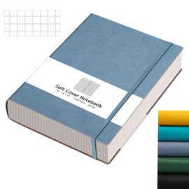 AHGXG Graph Paper Notebook - 320 Pages Grid Paper Notebook Large Journal B5, 100gsm Thick Graph Paper, Leather Softcover, Inner Pocket, 7.6'' X 10''- GrayBlue