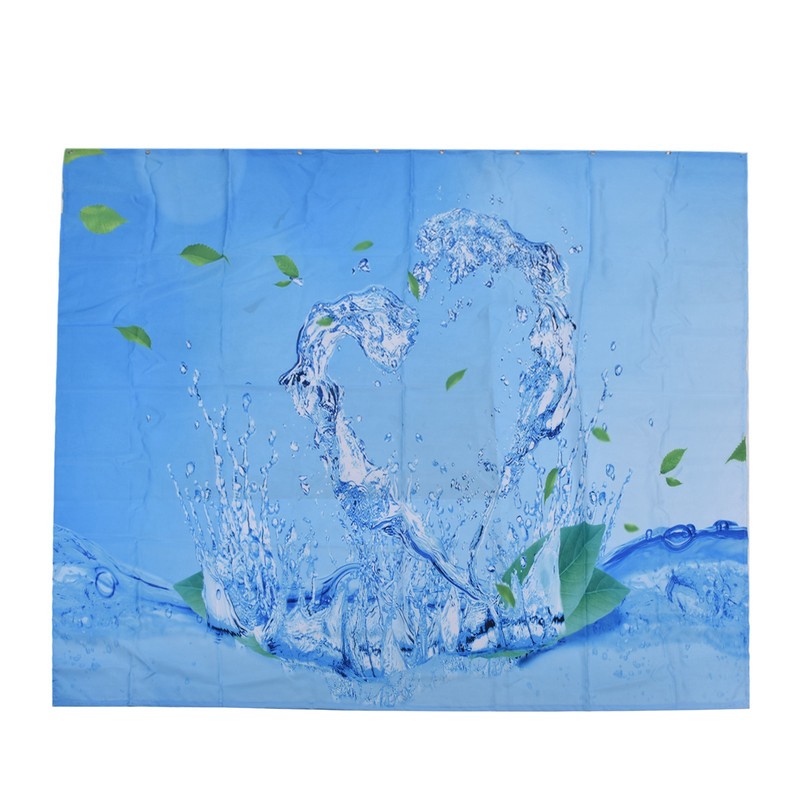 Shower Curtain Waterproof Polyester Blackout Curtain with Hook for Bathroom