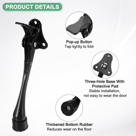 M METERXITY 1-Pack Door Stoppers, 6 Inch Aluminum Alloy Kick Down Door Stop with Adjustable Height for Living Room/Bedroom/Bathroom, Doorstop Holder [Black]