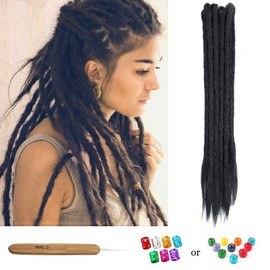 Dsoar Dreadlock Extensions 20 Inch 12 Strands Handmade Synthetic Dreads Twist Braiding Hair Fashion Crochet Braids(1#,Black Color)
