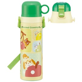 Skater SKDC6-A Children's Stainless Steel Water Bottle, 2-Way Direct Drinking, 20.8 fl oz (580 ml), Cup Drinking, 20.4 fl oz (570 ml), Animal Crossing, Lightweight, Girls, Hot and Cold Water Bottle, Sports Bottle, Cute, Kids, Children, Water Bottle