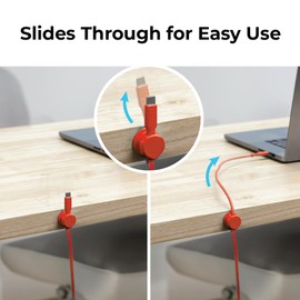 BLACK+DECKER Magnetic Cord Organizer Holder, 6 Pack Magnetic Cable Clips, Under Desk Cable Management, Strong Adhesive Cord Holder for Nightstand Kitchen Appliances Car Wall Office (Coral Rose)