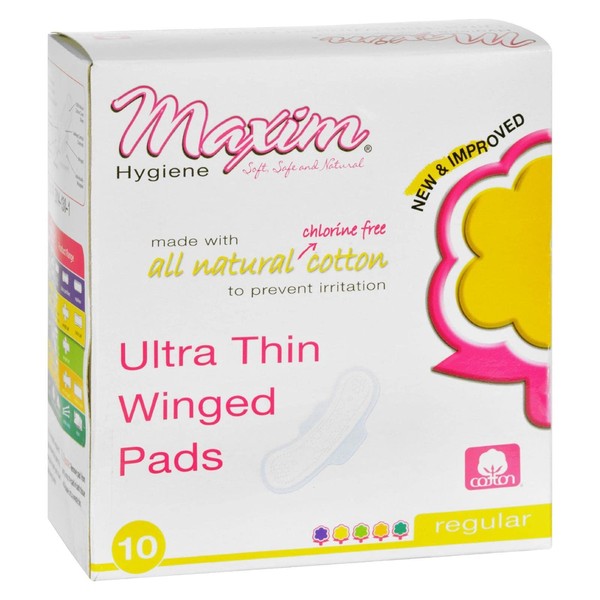 Natural Cotton Ultra Thin Winged Pads Daytime Maxim Hygiene Products 10 Pad