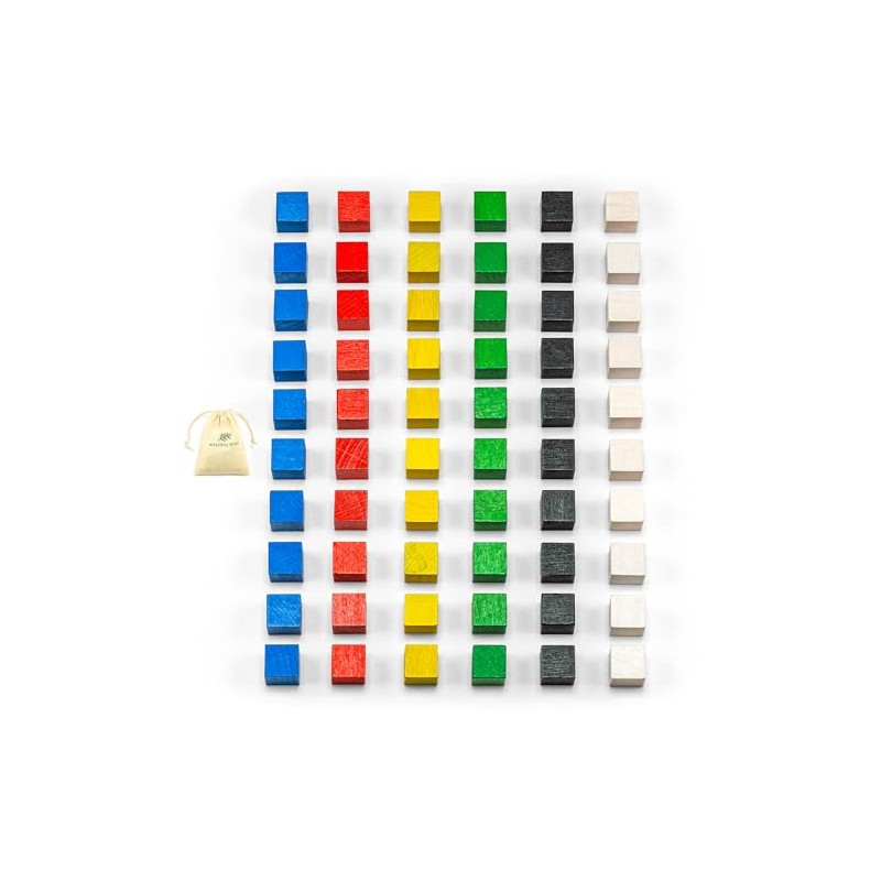 Waldfelsen®: 60 wooden cubes made of beech wood in six