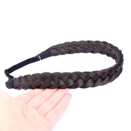 Gledola Two Strand Synthetic Hair Headband Hair Braid Natural Looking Headband for Women (Brunette Brown)