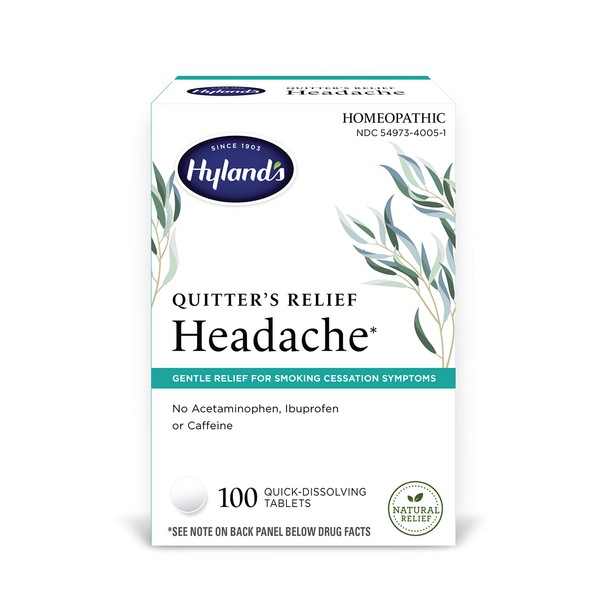 Hyland’s Quitter's Relief, Headache, Gentle Relief for Smoking Cessation Symptoms, 100 Tablets, 100 Count