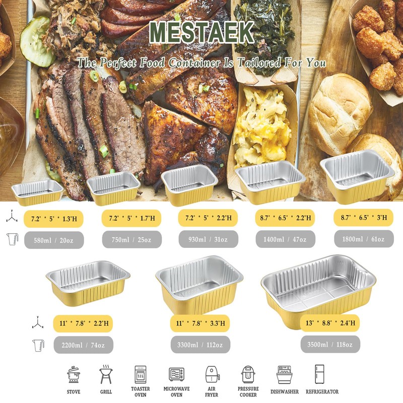 MESTAEK 9"x 6.5" Sturdy Aluminum Foil Pans with Lids (20