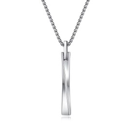 COAI Simple Bar Stainless Steel Necklace for Men 50cm