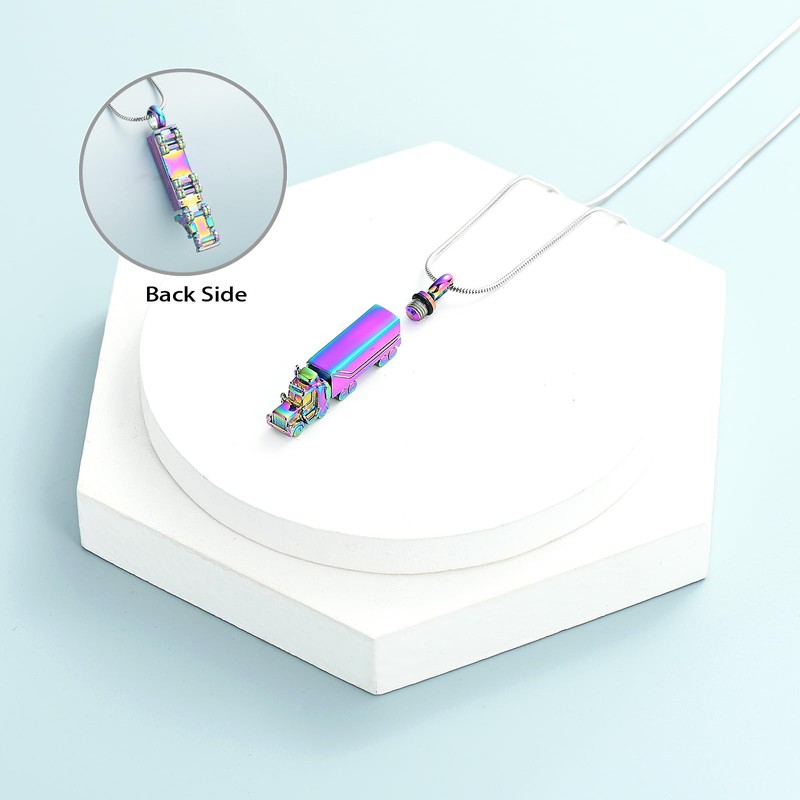 shajwo 18 Wheeler Semi Truck Urn Necklace for Ashes for