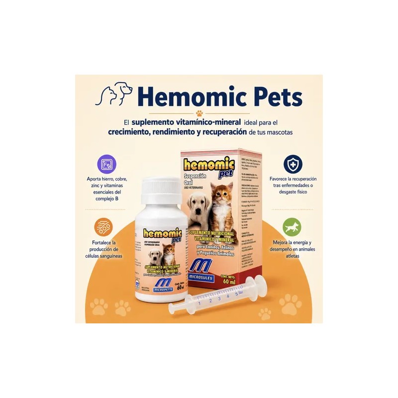 Hemomic Jarabe Vitaminas Y Minerales Perro / Gato Oral 60ml