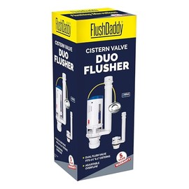 LavaTap – FlushDaddy NP254 Dual Flush Valve for Toilet Cisterns Universal 1.5" & 2" Drop Valve Replacement, WRAS Approved, Water-Saving Push Button, Adjustable Overflow, Kit for Most UK Toilets