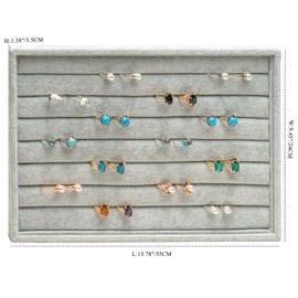 XHMQYC Jewelry Tray Earrings Organizer Ring Display Box Velvet Earrings storage case for Jewelry Store Showcase Women/Girls Jewelry Holder/Stand (Long strip Gray,13.78x9.45 in)