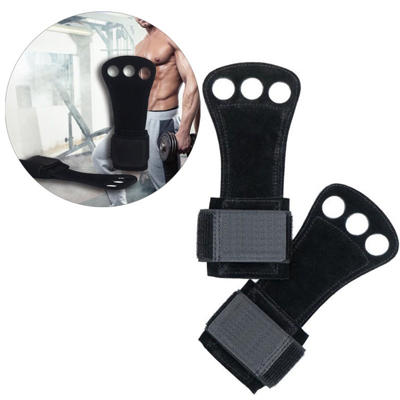 Weight Lifting Hand Grip 3 Holes Leather Gymnastics Grips Hand