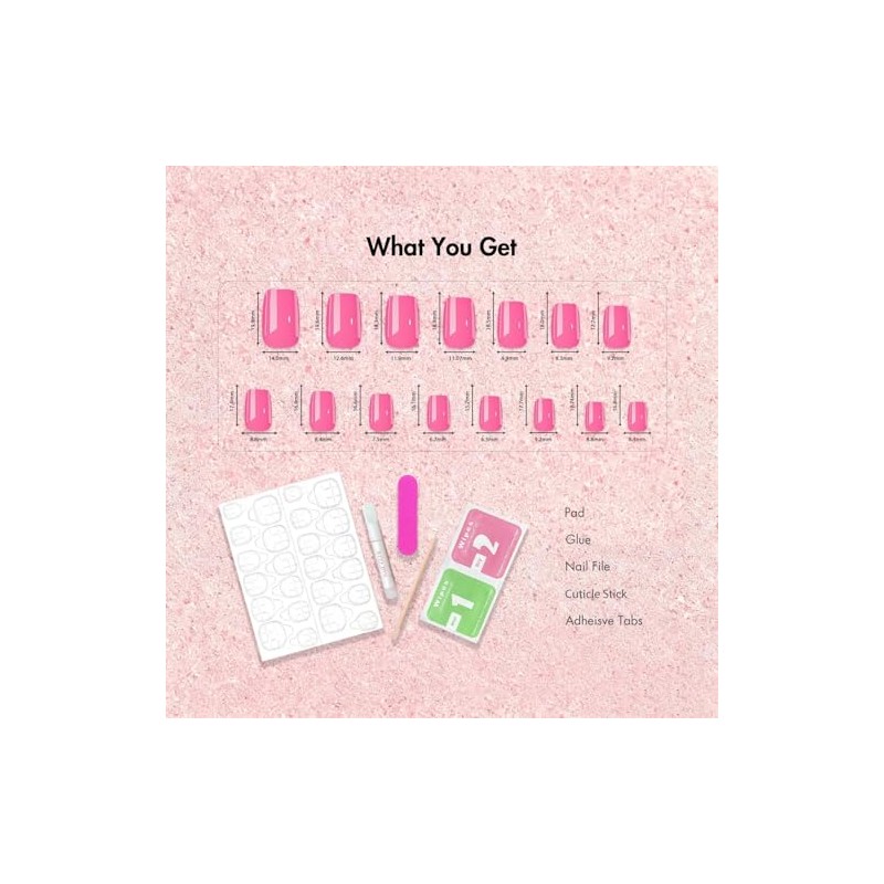 Uñas postizas de gel suave, cortas, cuadradas, de cobertura total,