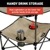 Lippert Sand Two-Tier Folding Camping Table with Dual Cupholders, 600D
