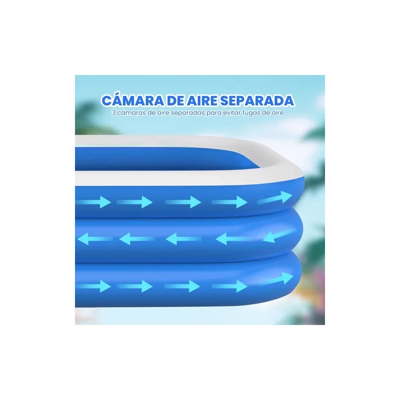 Alberca Inflables Grandes 260cm Piscinas Rectangulares Azul