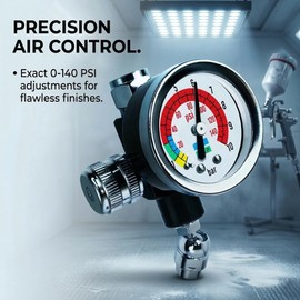 LE LEMATEC Air Pressure Regulator with Gauge - 1/4 NPT Threading Air Compressor Regulator for HVLP Spray Guns & Pneumatic Tools, 0-140 PSI Control, Aluminum Construction (AR-08)