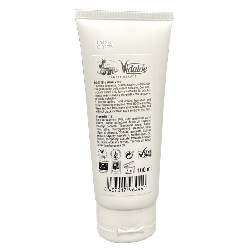 Vidaloe Hand Cream Natural and Ecological Aloe Vera 100 ml