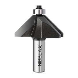 NIBBLAX 45 Degree Router Bit, Chamfer Router Bit 1/2 inch Shank, 3/4" Bevel Length and 13.5mm Cutting Height with an Angle of 45 Degrees for Angled Edges Woodworking