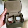 Stackers Olive Green Double Watch Zipped Watch Box