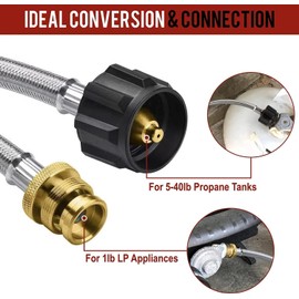 GasXpert Propane Hose, 12FT Propane Adapter 1lb to 20lb, Propane Adapter Hose, Propane Tank Adapter, fit for Weber/Coleman/Blackstone Grill, Buddy Heater, Smoker, Griddle, Camping Stove, Fire Pit