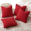 MIULEE Christmas Pack of 4 Red Corduroy Decorative Throw Pillow