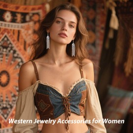 Western Earrings for Women Turquoise Dangle Earrings Boho Country Concert Outfits Western Jewellery for Women Vintage Earring