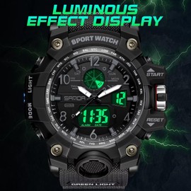 findtime Military Watch Men's Watch Digital Sport Blue Green Black Men's Watch Digital Watch Chronograph Men's 5 ATM Waterproof Military Watch Tactical Outdoor Stopwatch Alarm Clock Sports Watch Men