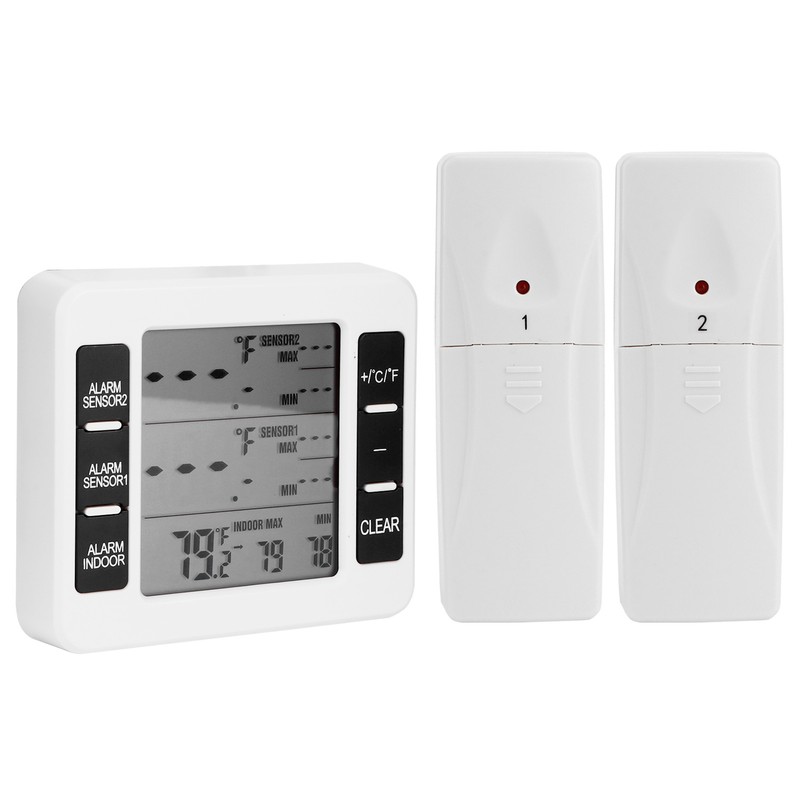 Refrigerator Thermometer Wireless Indoor LCD Digital Freezer Alarm Thermometerwith 2