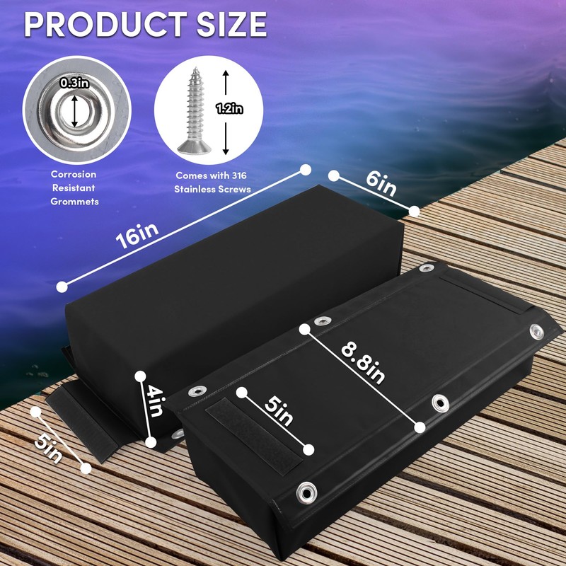 VEITHI Dock Bumper Black,Dock Bumper Guard with Screws,Boat Dock Bumper