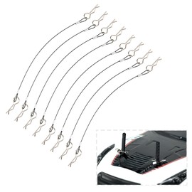 8Pack ShareGoo Metal Clip R Pin Rod with Steel Anti-Lost Rope RC Body Shell Clip Wire Compatible with 1/8 1/10 Traxxas HSP Arrma Axial Redcat RC Car Truck Crawler (Black)