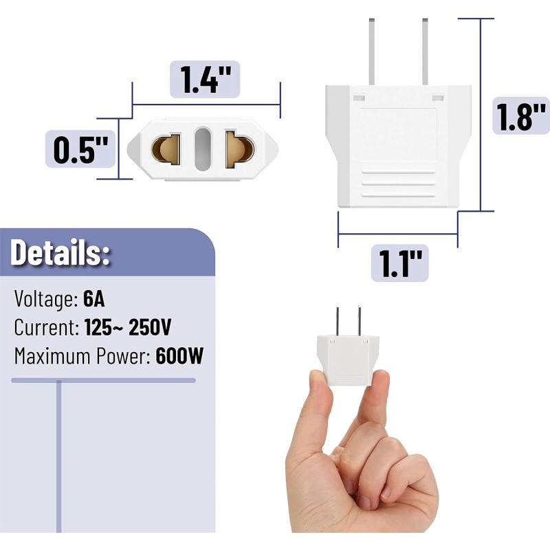 NoBrand 3 Pack EU to US Plug Adapter - European