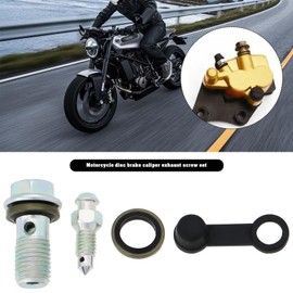 OTOTEC 2 Sets M10 x 1.25 mm Motorcycle Hollow Screw with Bleed Nipple Master Brake Cylinder Brake Caliper Ventilation Screw Nipple Upper and Lower Car Pump Brake Exhaust Screw