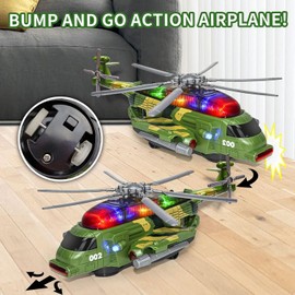 YongnKids Helicopter Toys- Airplane Toys for Toddlers Boys 1-3 4-7 Birthday Gifts, Toys Airplane- Helicopter with Musical and Lights for 2 3 4 5 6 Year Old Boys Girls, Helicopter Military Toys ﻿