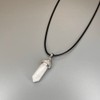 VIE VIE Double Point Pencil Pendant, Black String (Clear Quartz)