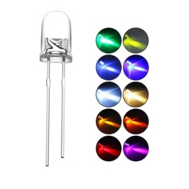 DiCUNO 200Pcs (10 Colors × 20Pcs) 5MM LED Light Emitting Diodes, Ultra Bright Light Emitting Diodes Assorted Color Kit Box for Circuit Science Experiment, DIY Lighting Projects