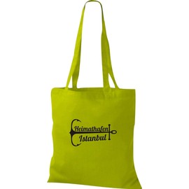 Shirtinstyle Cloth Bag Cotton Bag Home Harbour Istanbul - green - 38 cm x 42 cm