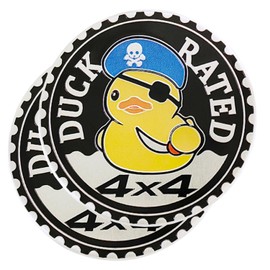 2 PCS Duck Badge Rated Car Emblem, 4 x 4 Metal Automotive Badge, 3D Round Metal Car Badges Emblems, Car Badge Decals Stickers Compatible with Jeep Wrangler Vehicles Trucks SUV RV (Duck Rated-A)