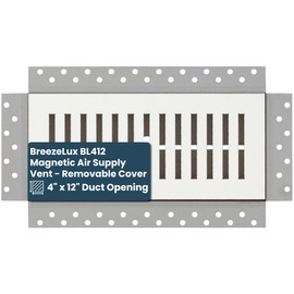 BreezeLux BL412 Magnetic Air Supply Vent Cover – Removable Flush-Mount Panel for Walls & Ceilings, Paintable, Durable Cement Board with Galvanized Steel Frame – Fits 4"x12" Duct Openings