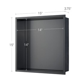 NAVNKA Shower Niche, 14"x14" No Tile Needed, The Insert Storage Square Shower Shelf is Easy to Install, Stainless Steel, Black grey