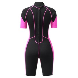 AICARSHI 3mm Shorty Wetsuit for Women - Neoprene Dive Skin Back Zip Scuba Diving Suit One Piece Wet Suits Full Body Rash Guard for Diving Snorkeling Surfing Swimming, X-Large