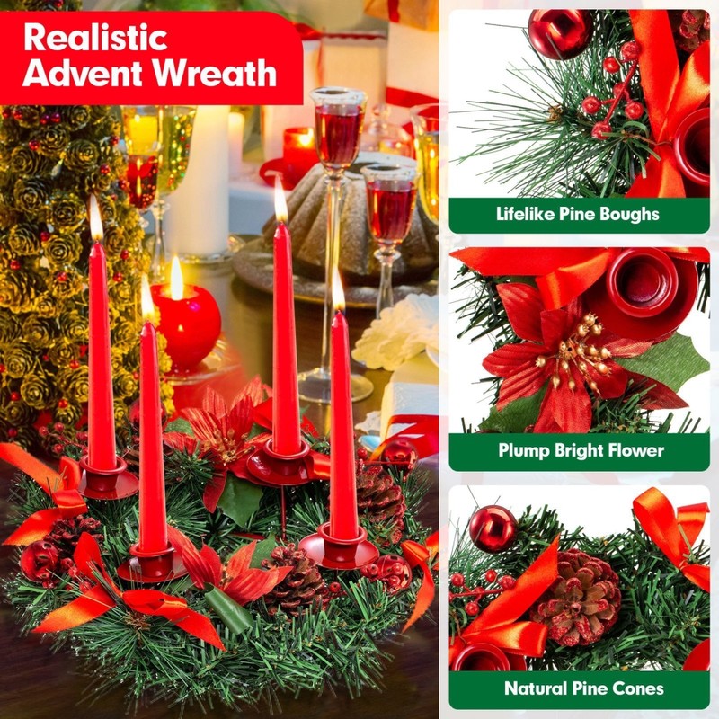 Christmas Advent Wreath Fir Wreath Christmas Arrangement Decorative Wreath with